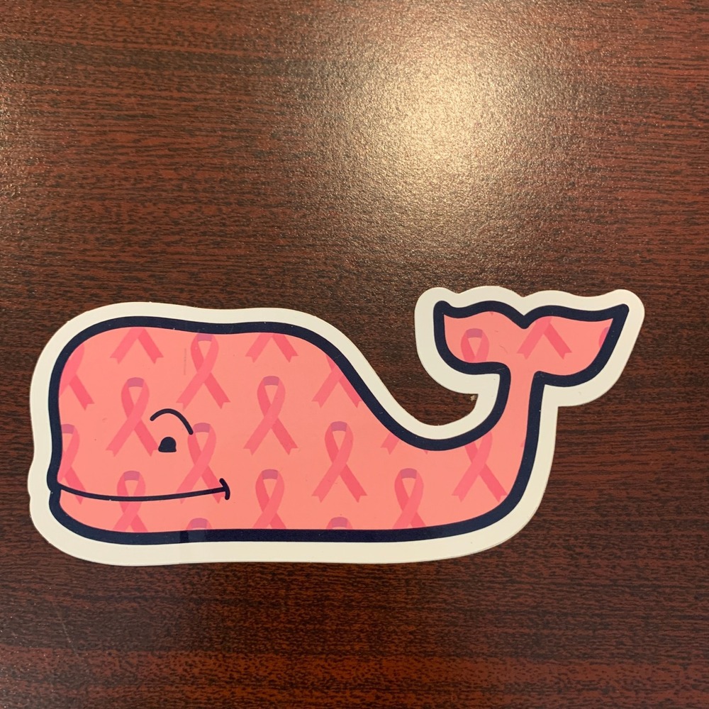 Vineyard Vines Breast Cancer Awareness Pink Ribbon Whale Sticker Decal #EDSFTG